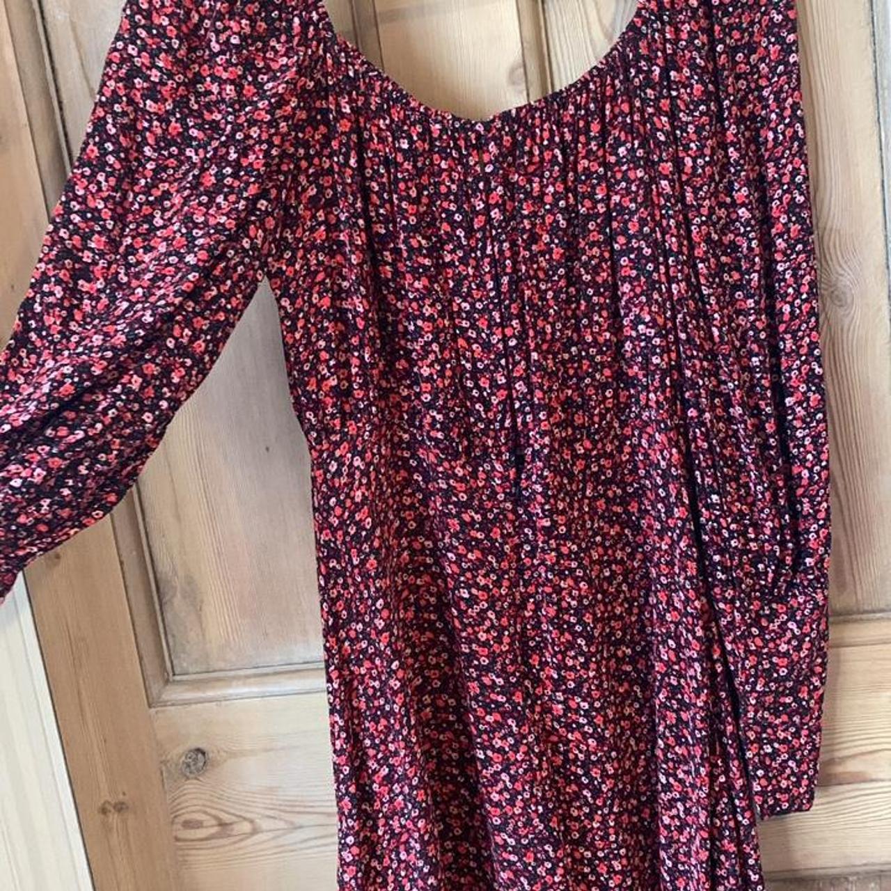 Topshop Women's Burgundy and Pink Dress | Depop