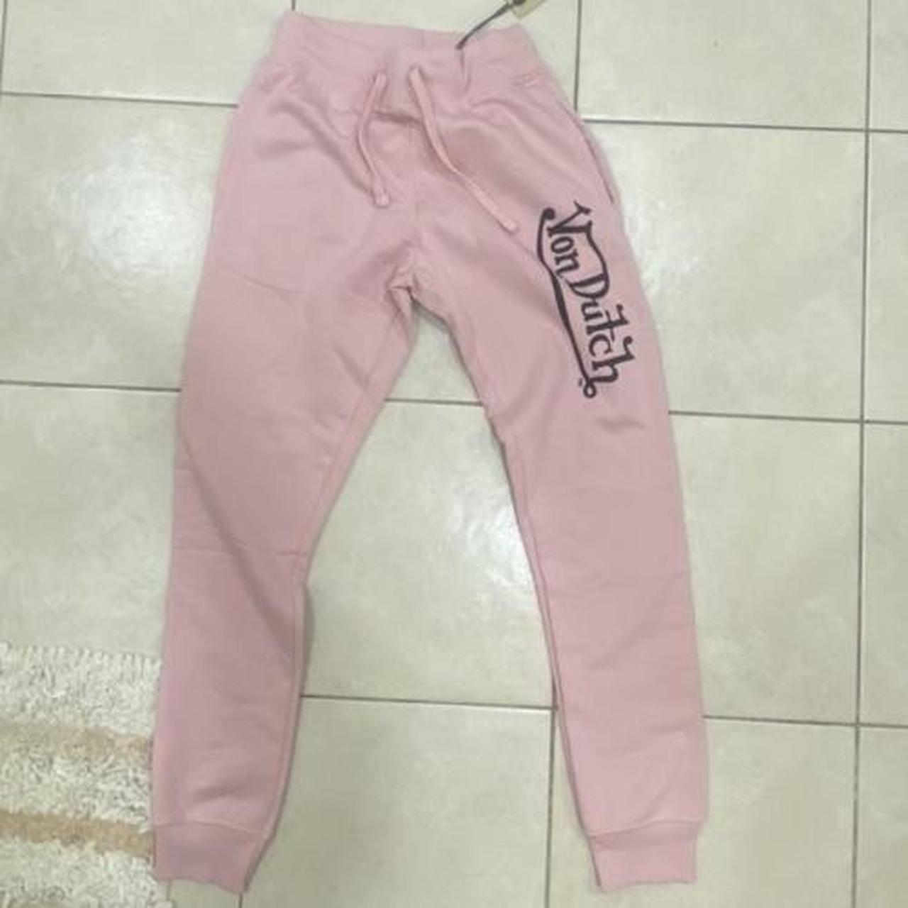 Von Dutch baby pink jogging bottoms for women. Size... - Depop