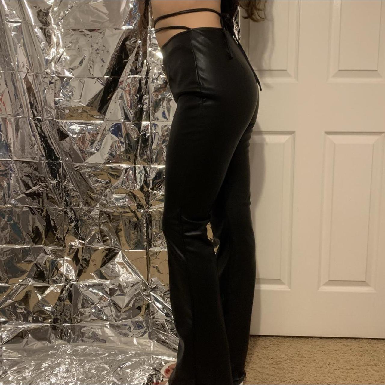 AMAZING SEXY BLACK LEATHER PANTS SIZE LARGE BY THE... - Depop