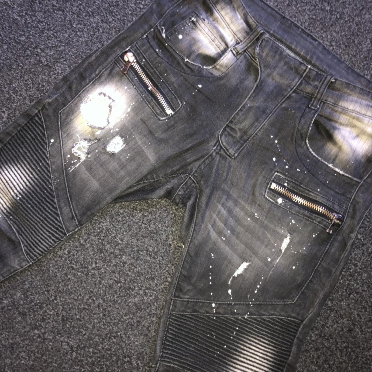 Balmain jeans white paint hot sale splatter