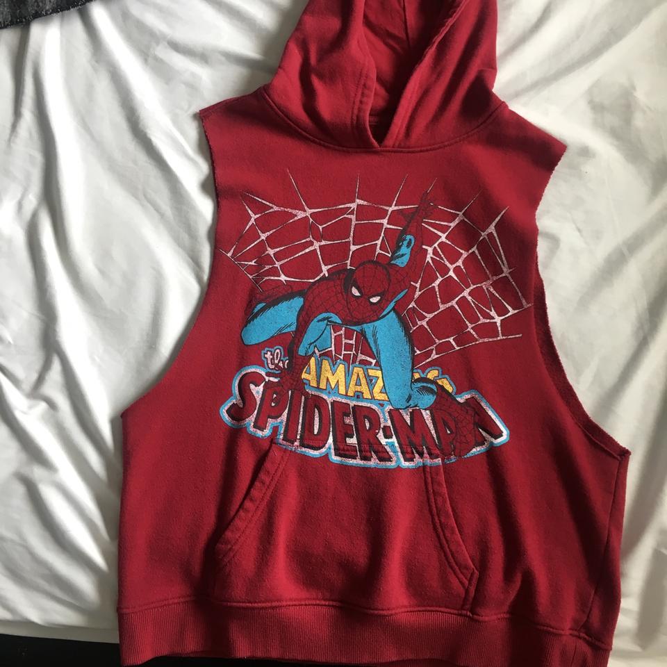 Sleeveless hot sale spiderman hoodie