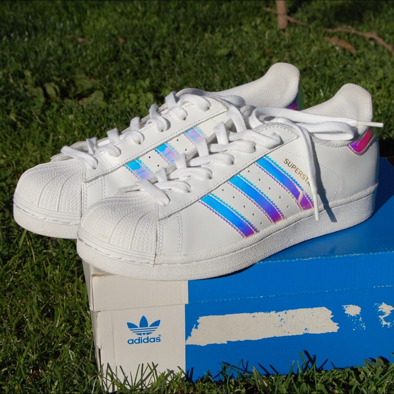 adidas superstars metallic iridescent stripes