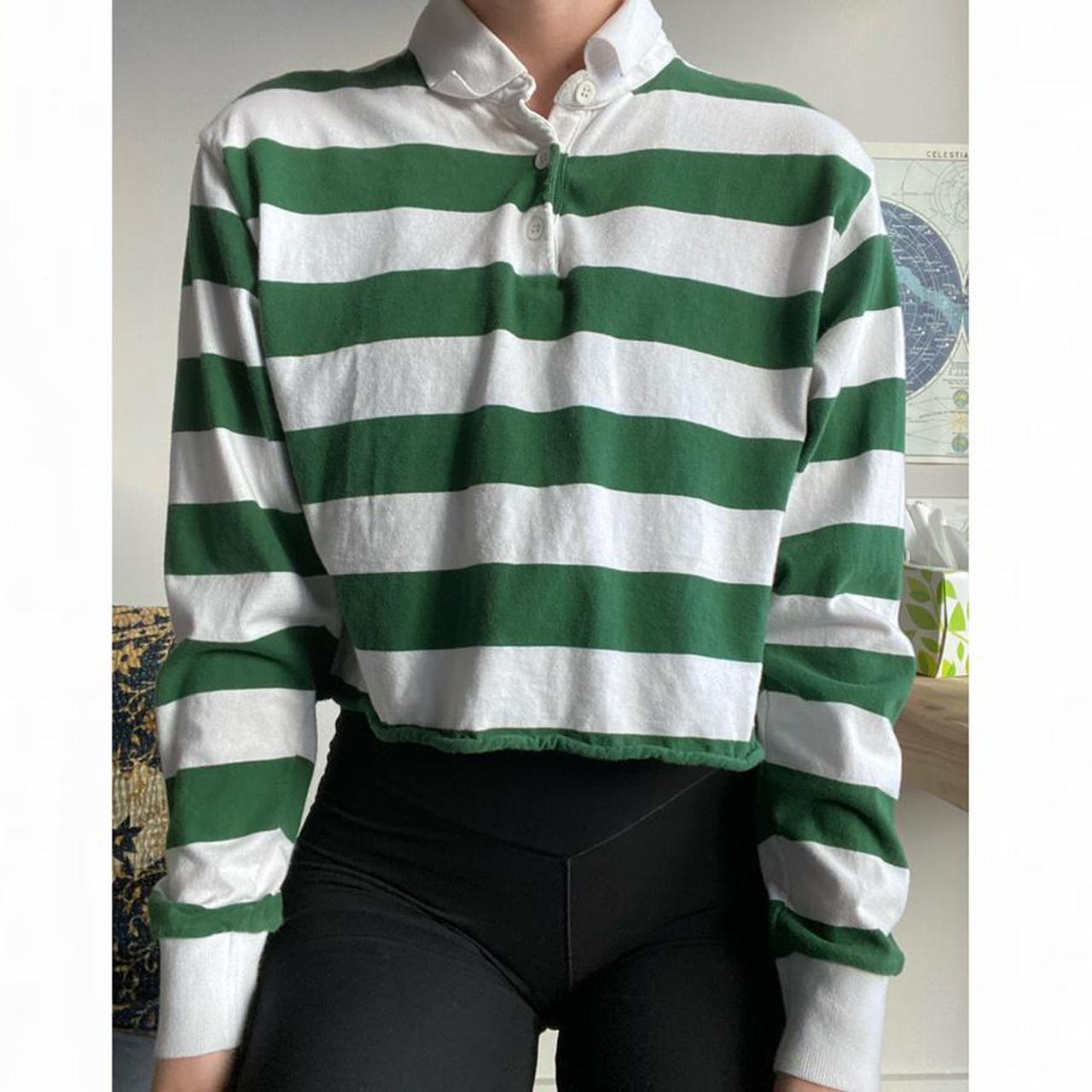 Brandy Melville cropped rugby top. One size (aka... Depop