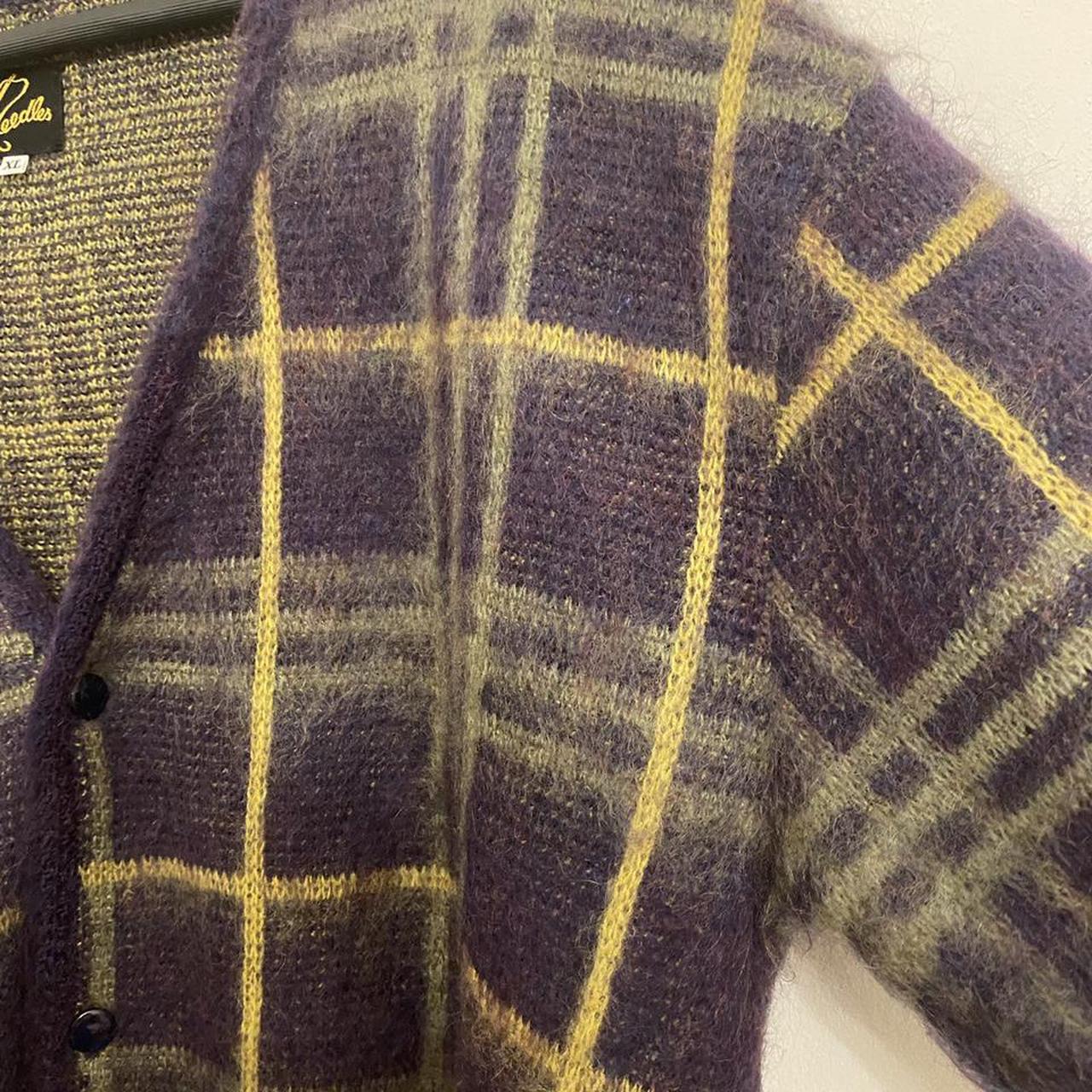 Needles Mohair Plaid Cardigan Rare - Plum Purple... - Depop