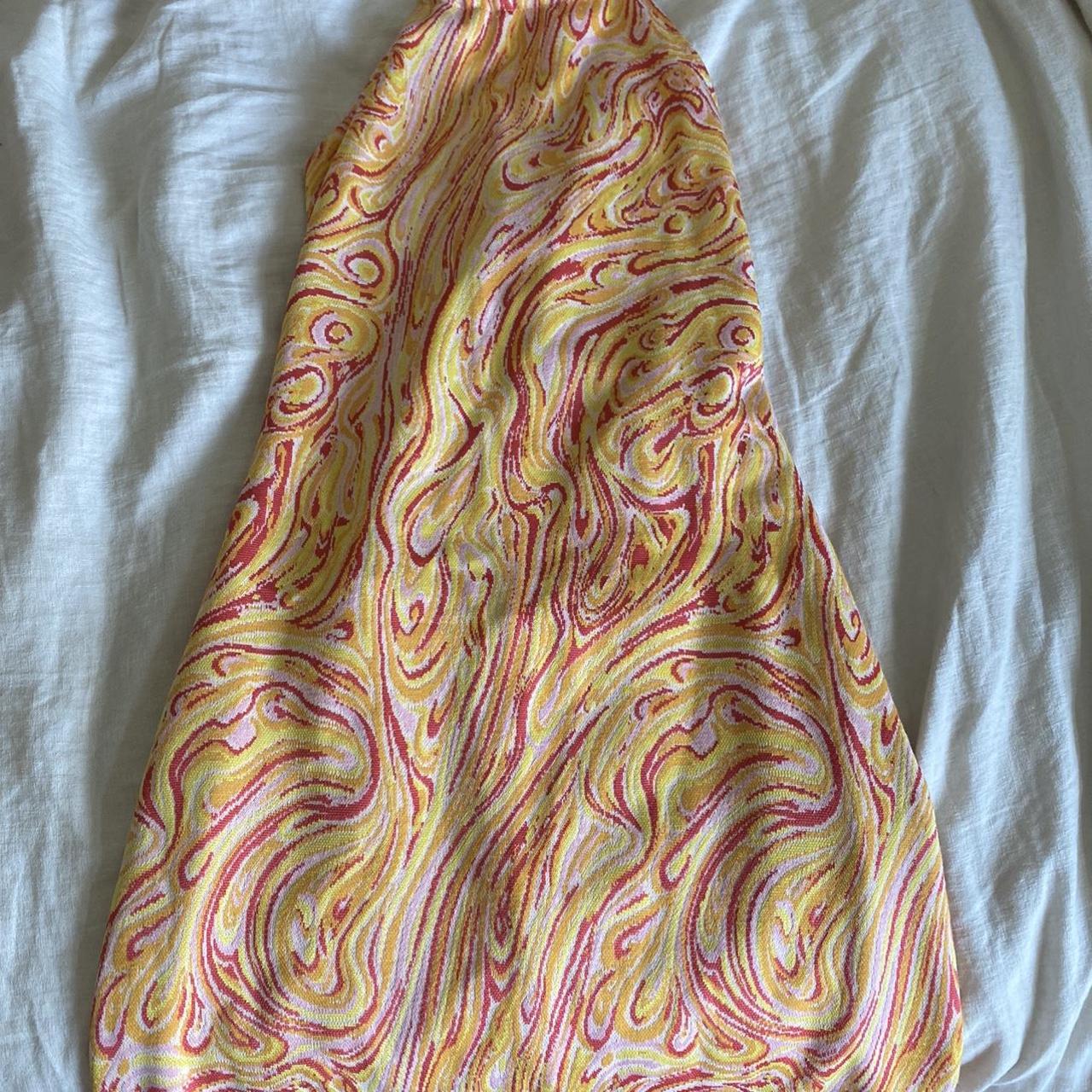 Bershka Women's Orange and Pink Dress | Depop