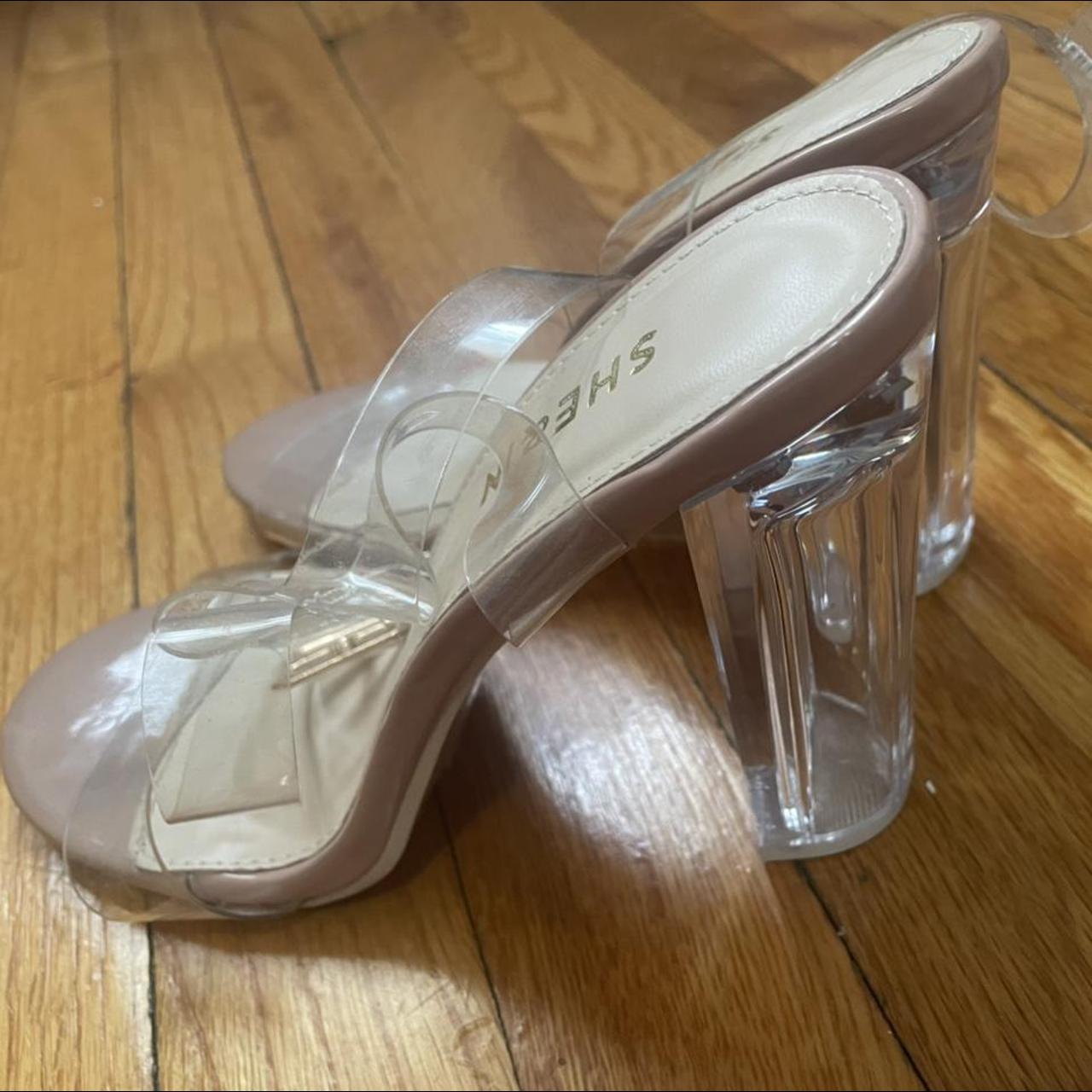 🤍 CLEAR NUDE HEELS - SHEIN - size 7.5, BRAND NEW... - Depop