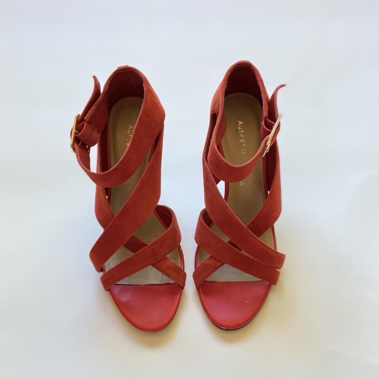 Red strappy velvet wrap round heels 👠 - size 5... - Depop