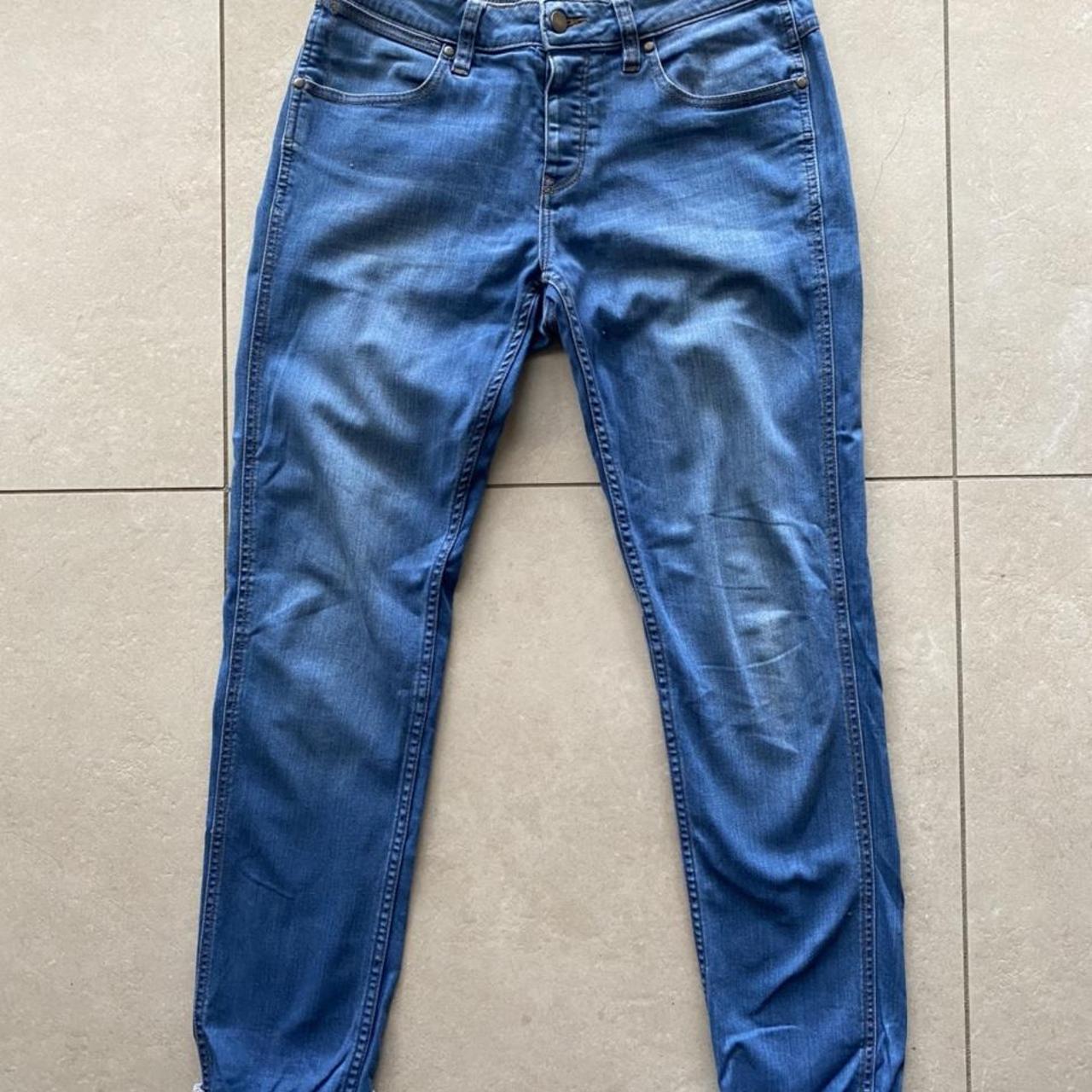 Wrangler blue stomper jeans Slim straight leg Worn... - Depop