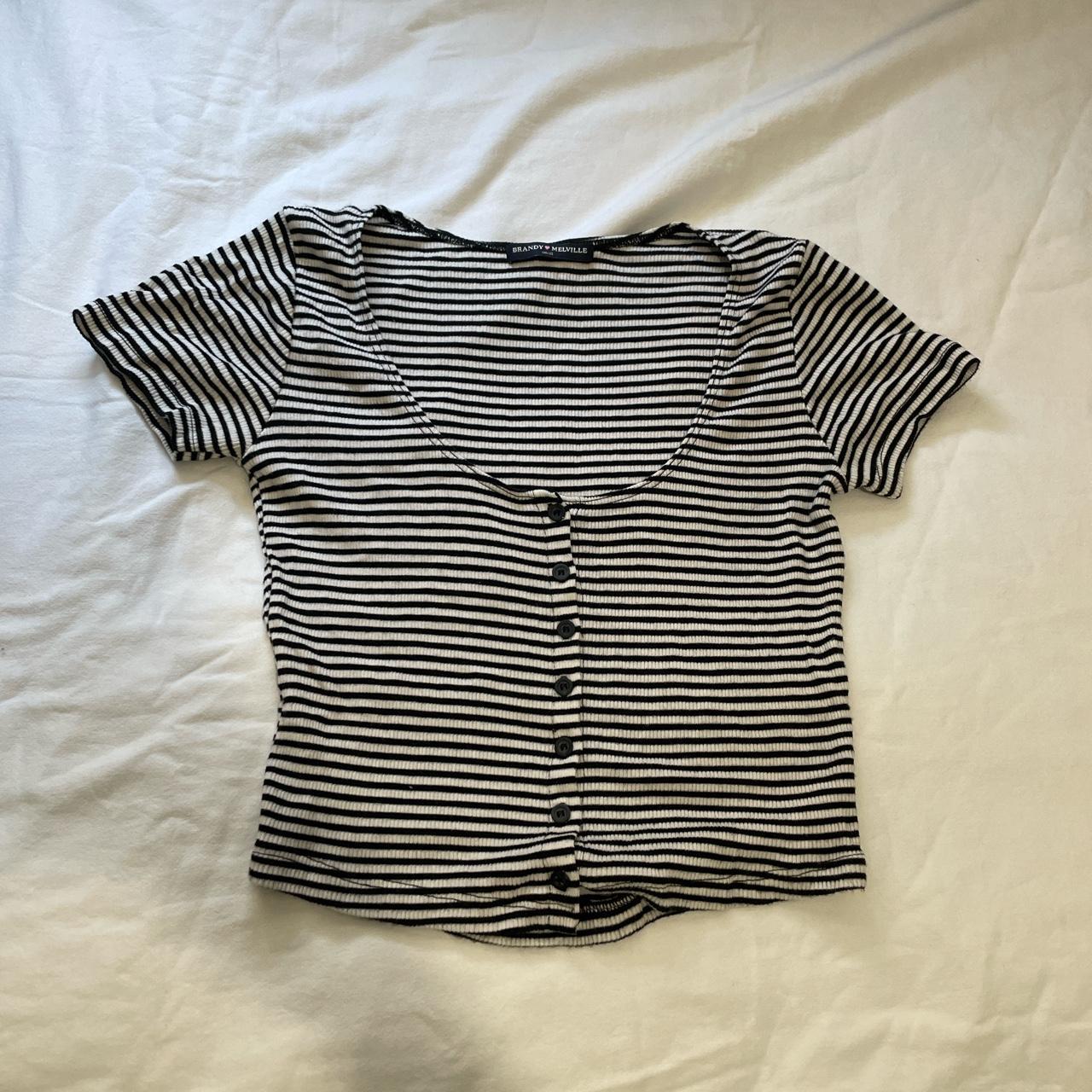 brandy melville striped shirt size: small cute... - Depop