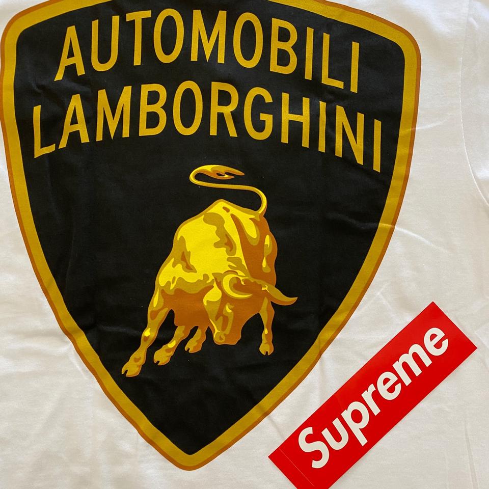 Supreme Lamborghini white tee L DEADSTOCK supreme Depop