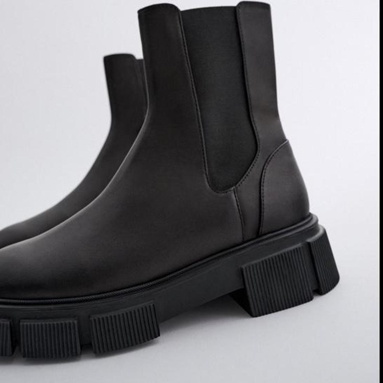 zara flat platform leather ankle boots