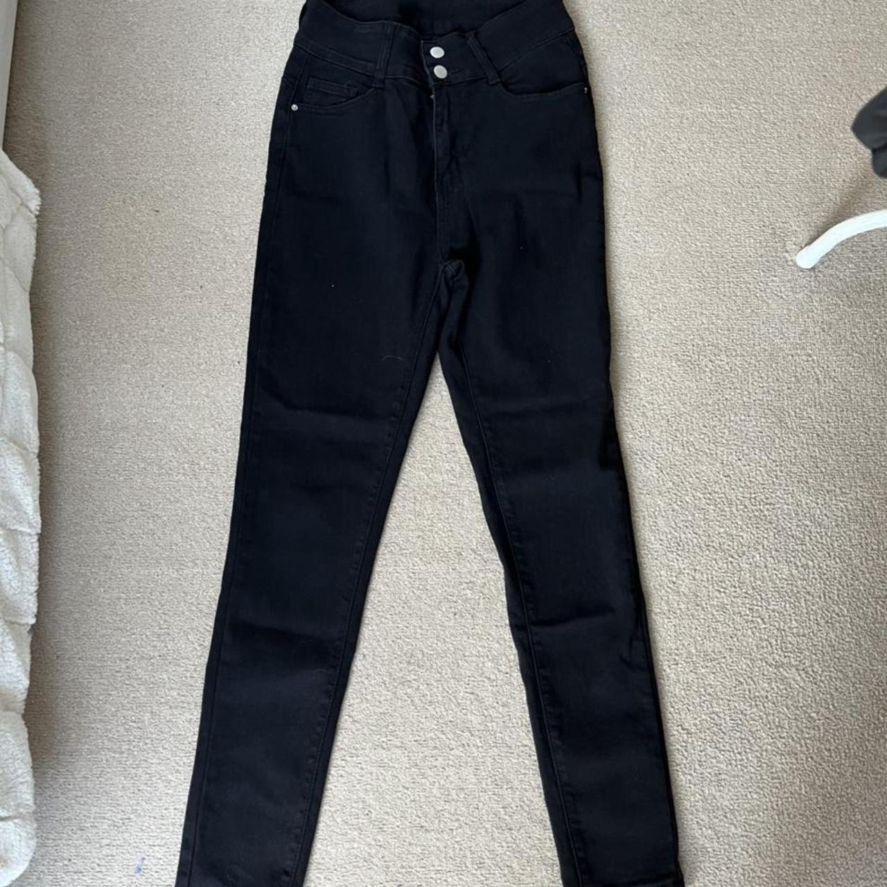 Shein black high waisted skinny jeans size M 85%... - Depop