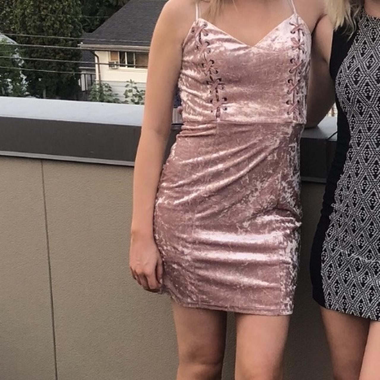 Guess Pink Velvet bodycon dress size S worn once.... - Depop