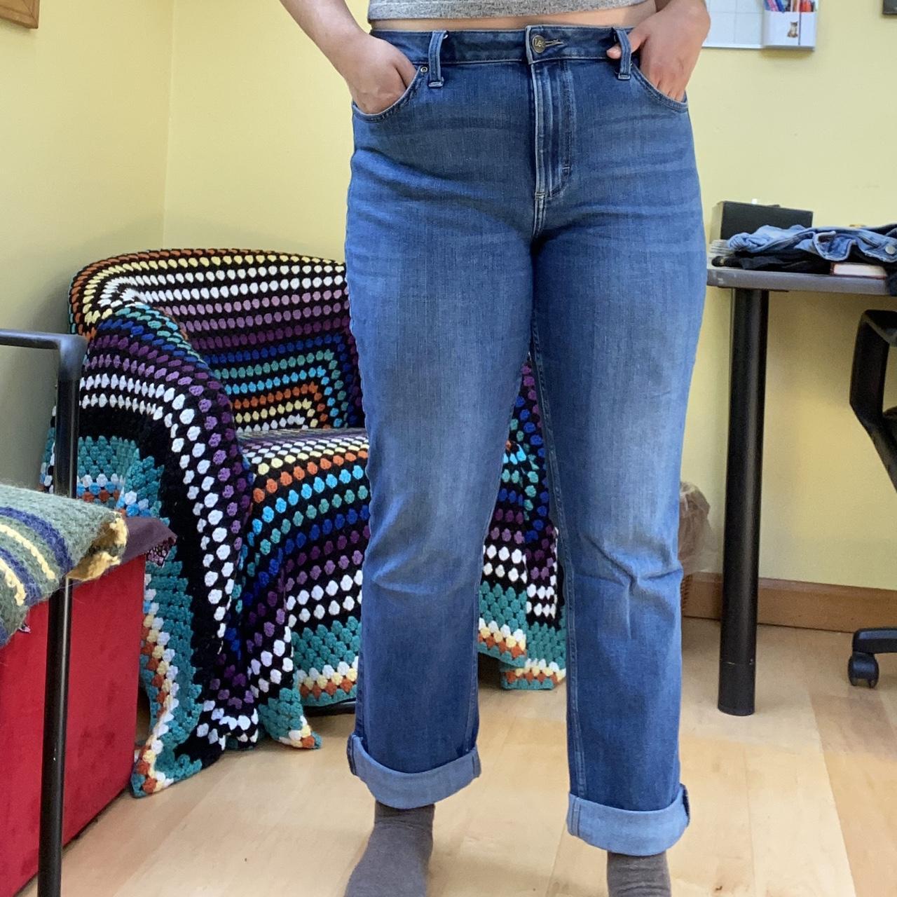 riders by lee mid rise straight leg khaki pants