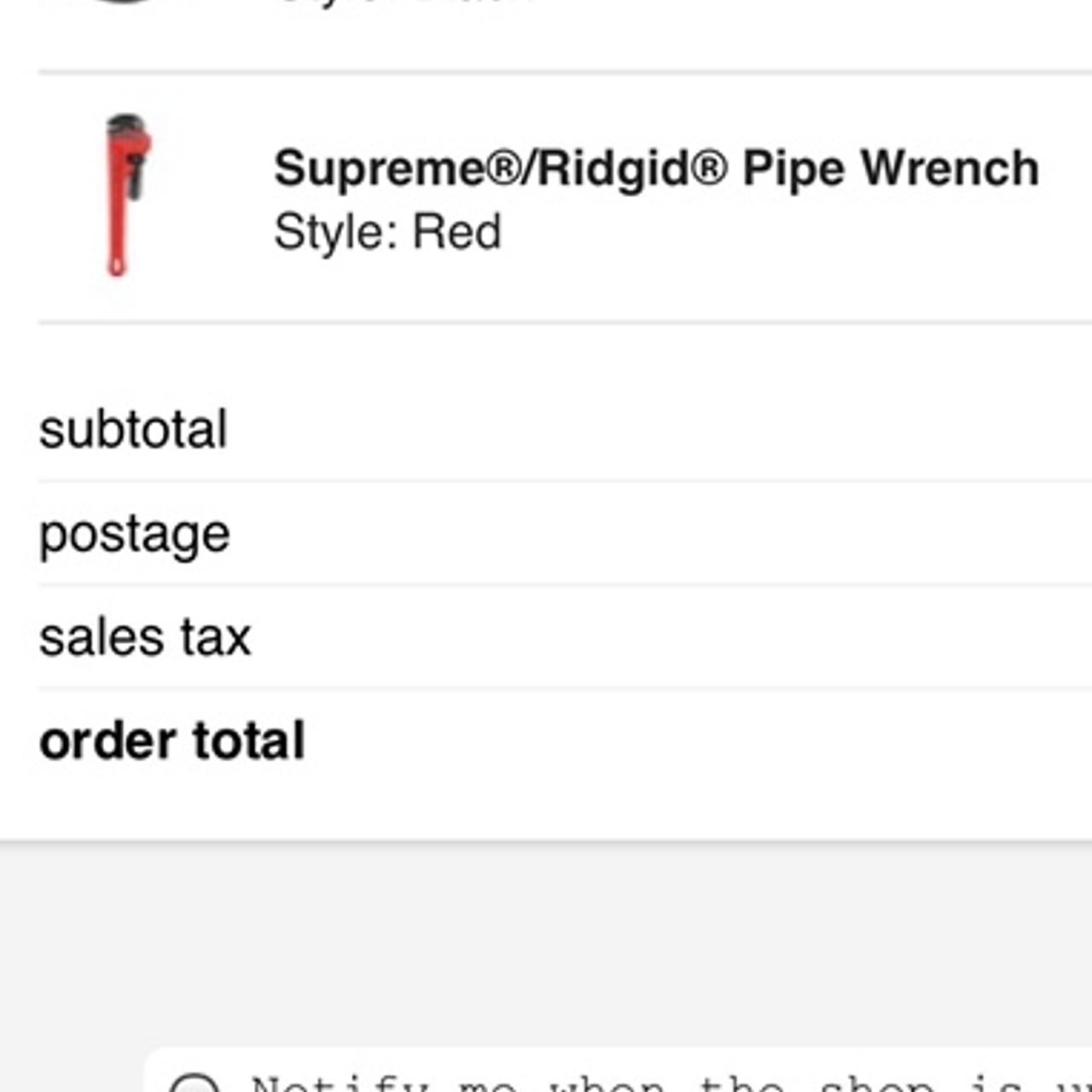 Supreme Ridgid Pipe Wrench, 🔥 supreme FW20 week 3...