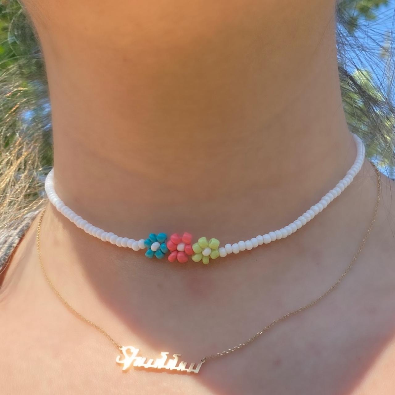 Beaded Flower Choker