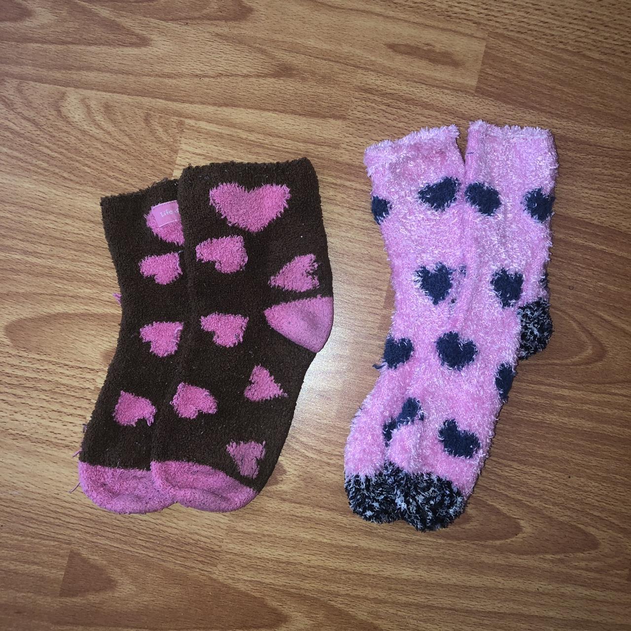 FUZZY SOCKS BUNDLE cute heart fuzzy socks keeps... Depop