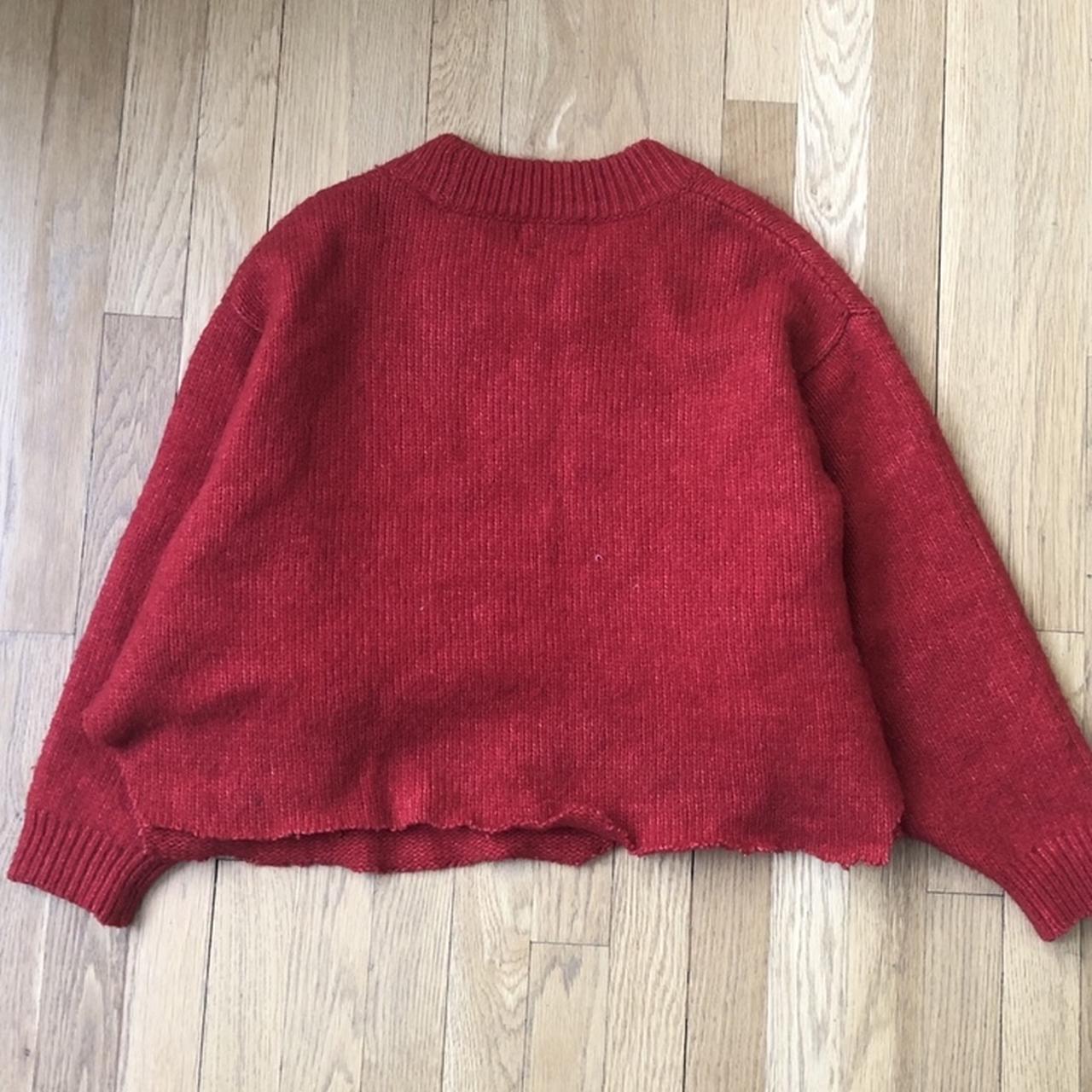 Cropped Distress Red ZARA sweater oversized... Depop