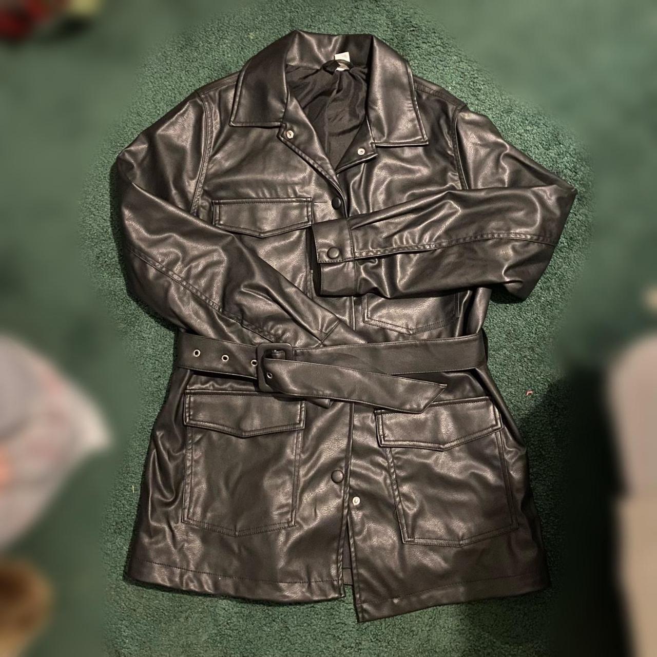 Faux leather trench coat. Only worn a few times.... - Depop