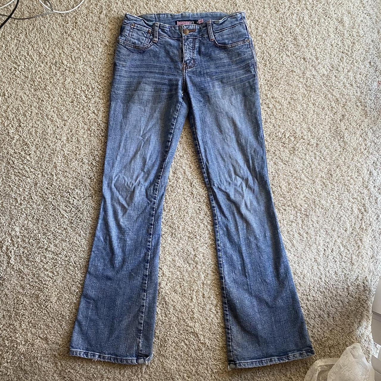 bubblegum usa low rise bootcut jeans repaired holes... - Depop