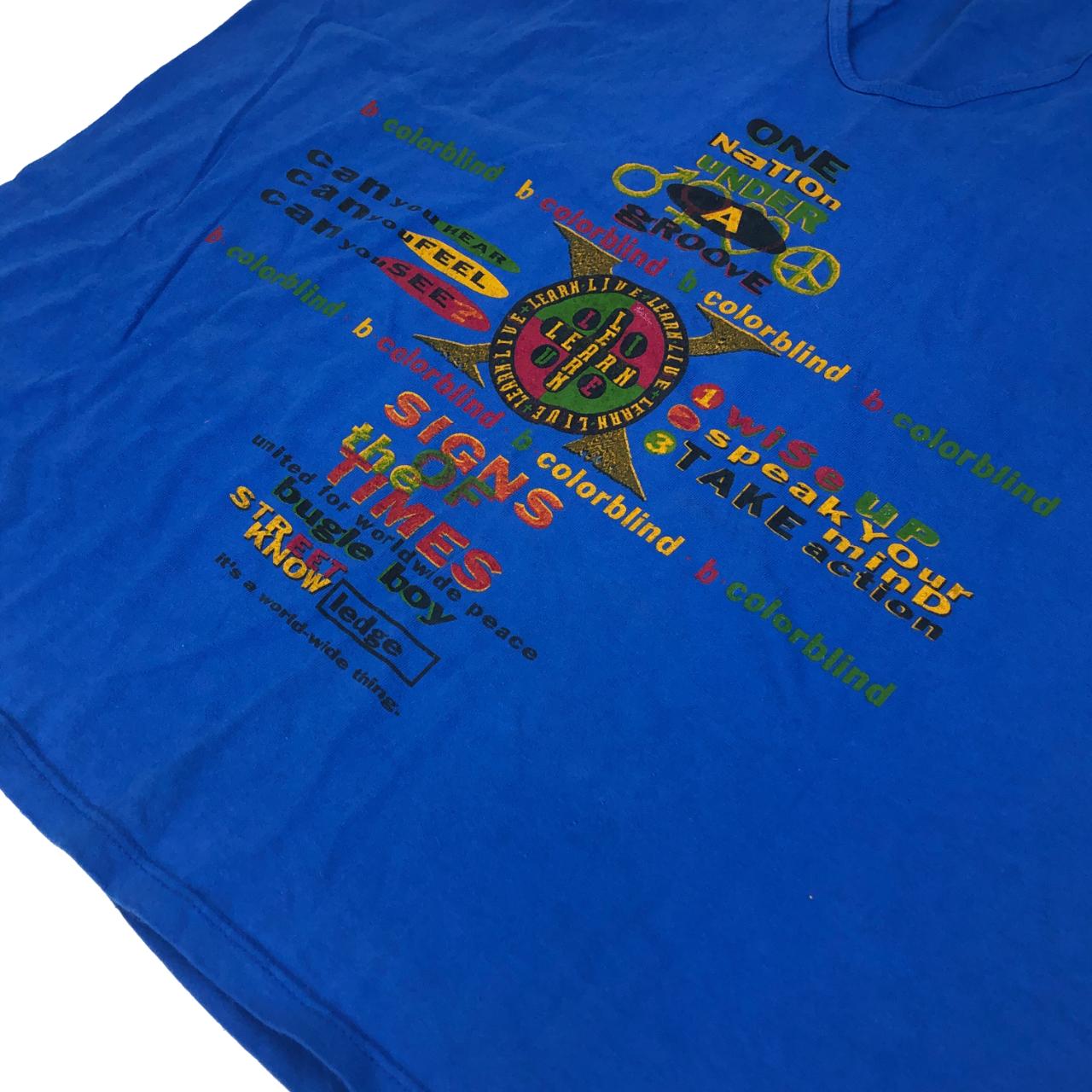 Vintage 90s Bugle Boy One Nation Under A Groove Blue... Depop