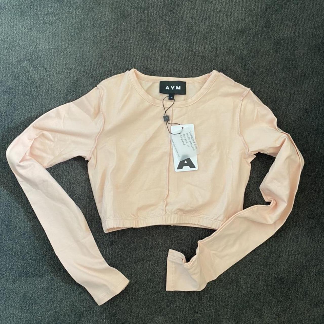 Aym Long Sleeved Crop Top With Thumb Holes Depop