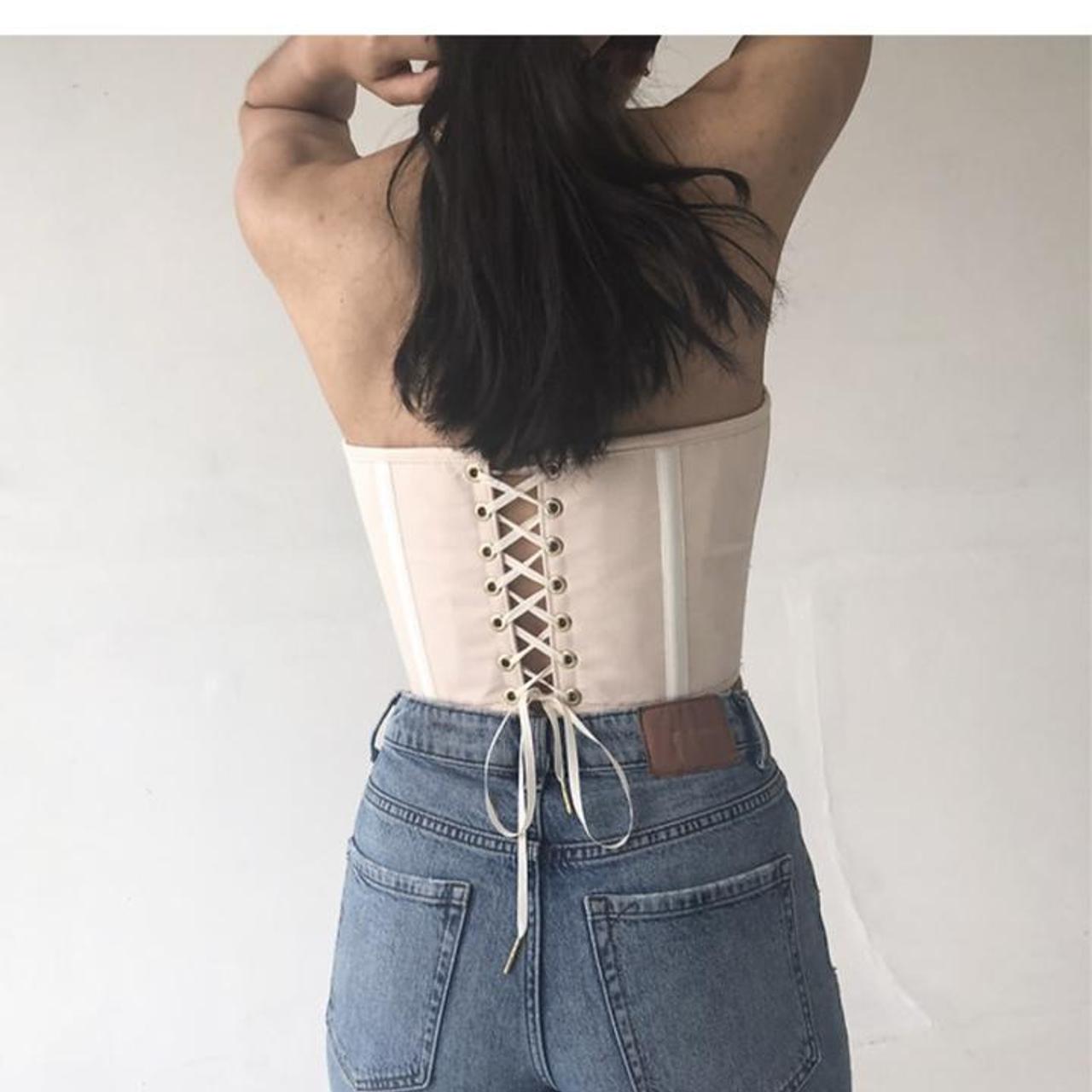 Handmade corsetstyle top with ribbon lacing at the... Depop
