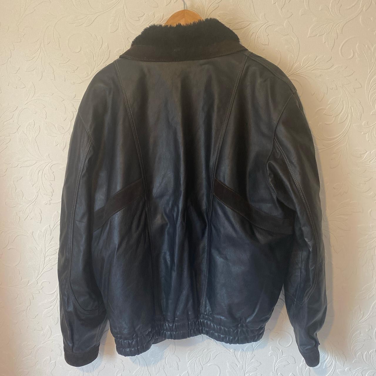 Vintage Leather Look Flight jacket Size 50 Pop stud... - Depop