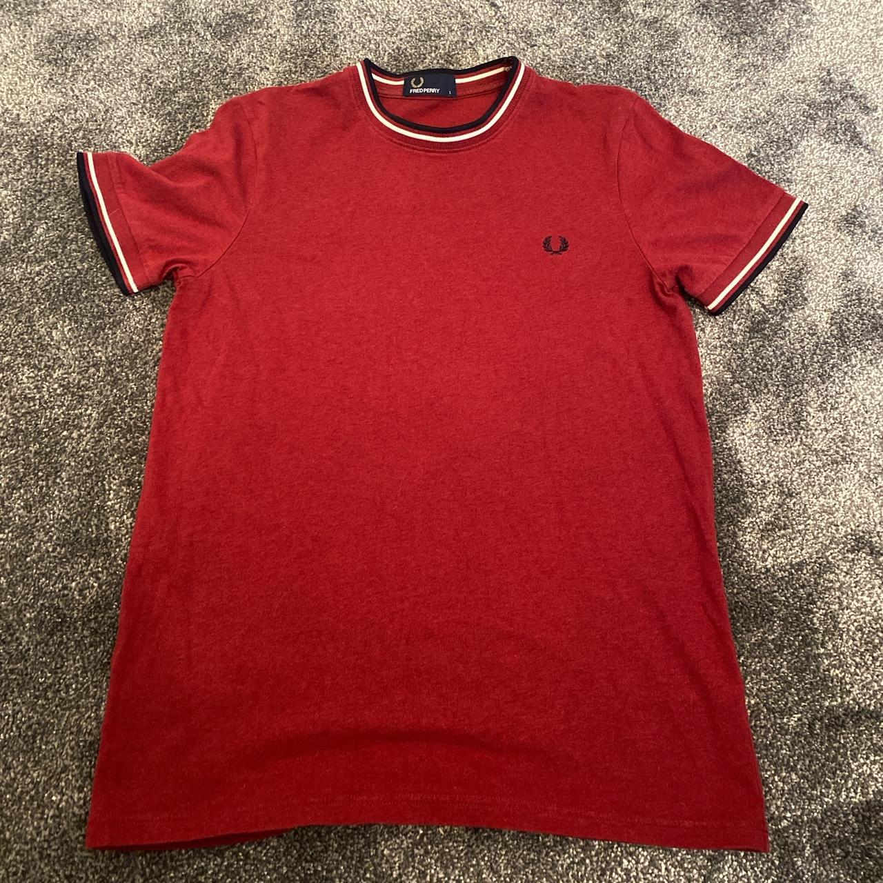 Fred Perry T Shirt Small Red Very Good Condition Depop