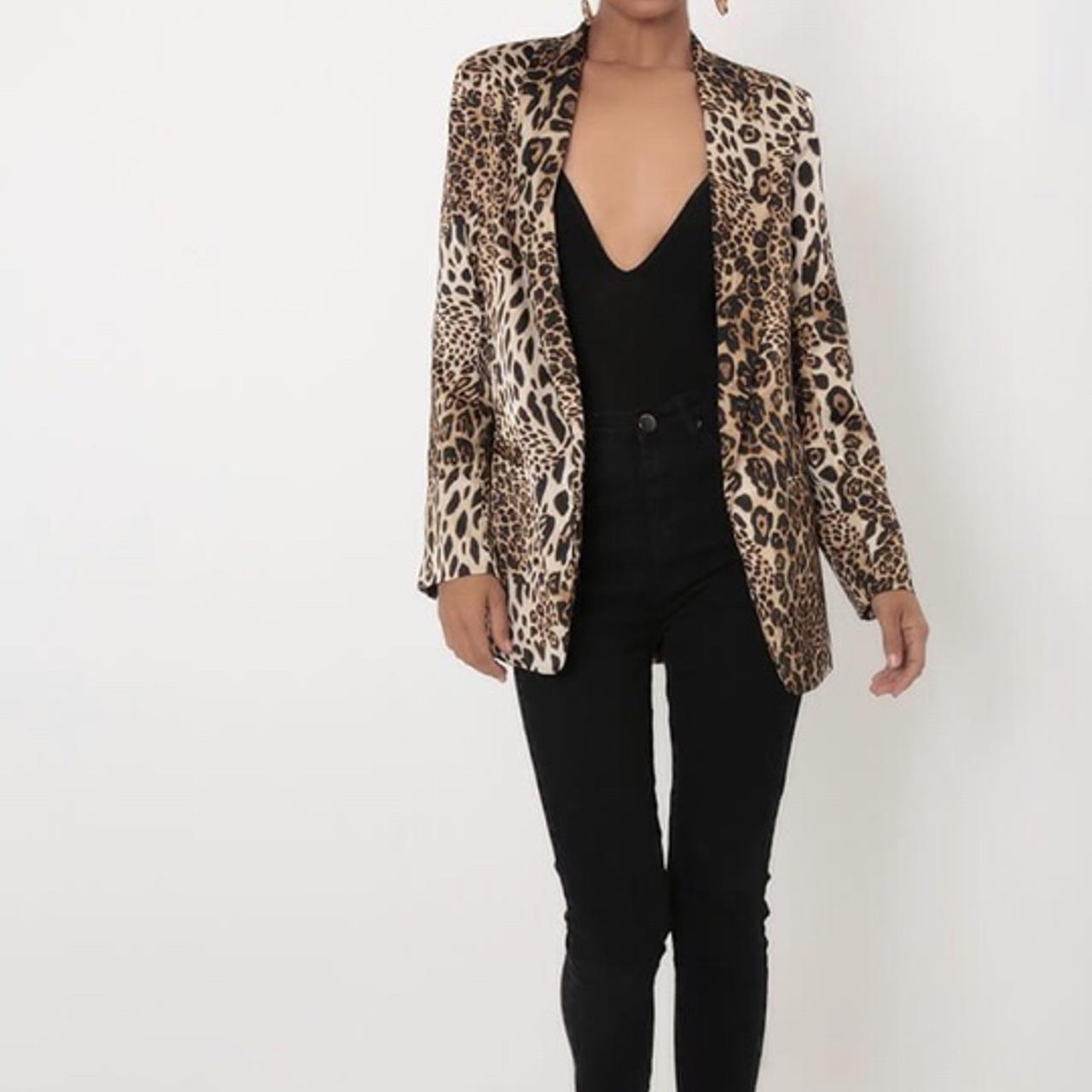 Leopard print shop longline blazer