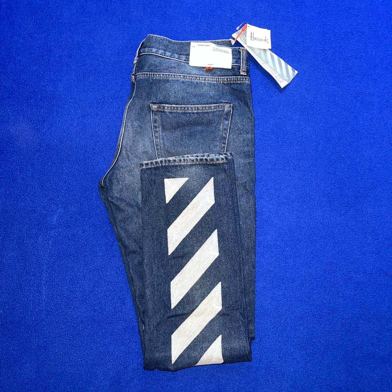 OffWhite co/ Virgil Abloh Blue Diagonal Jeans... Depop