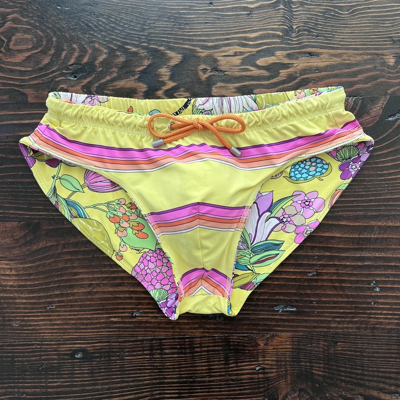 Speedo Men's Yellow and Pink Swim-briefs-shorts | Depop