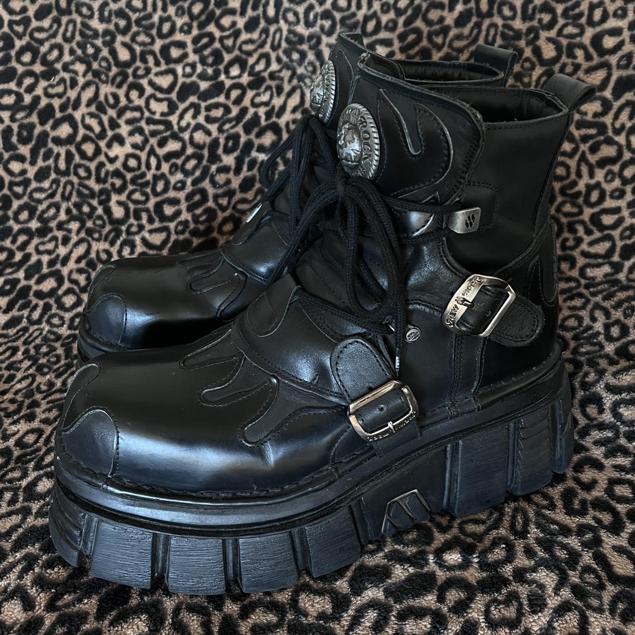 New Rock platform and metal adorned boots These... - Depop