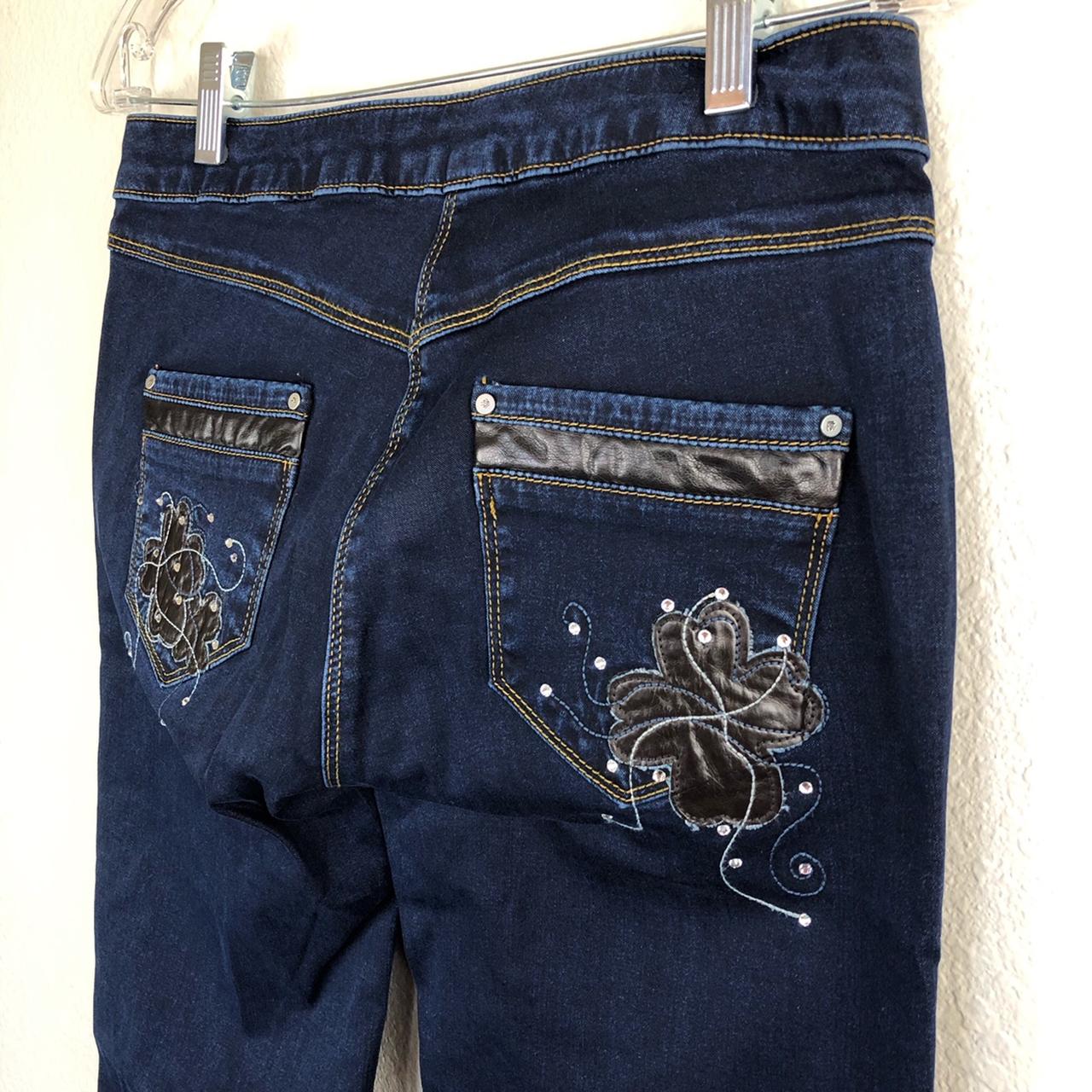 Y2K deadstock jeans, with oriental inspired... - Depop