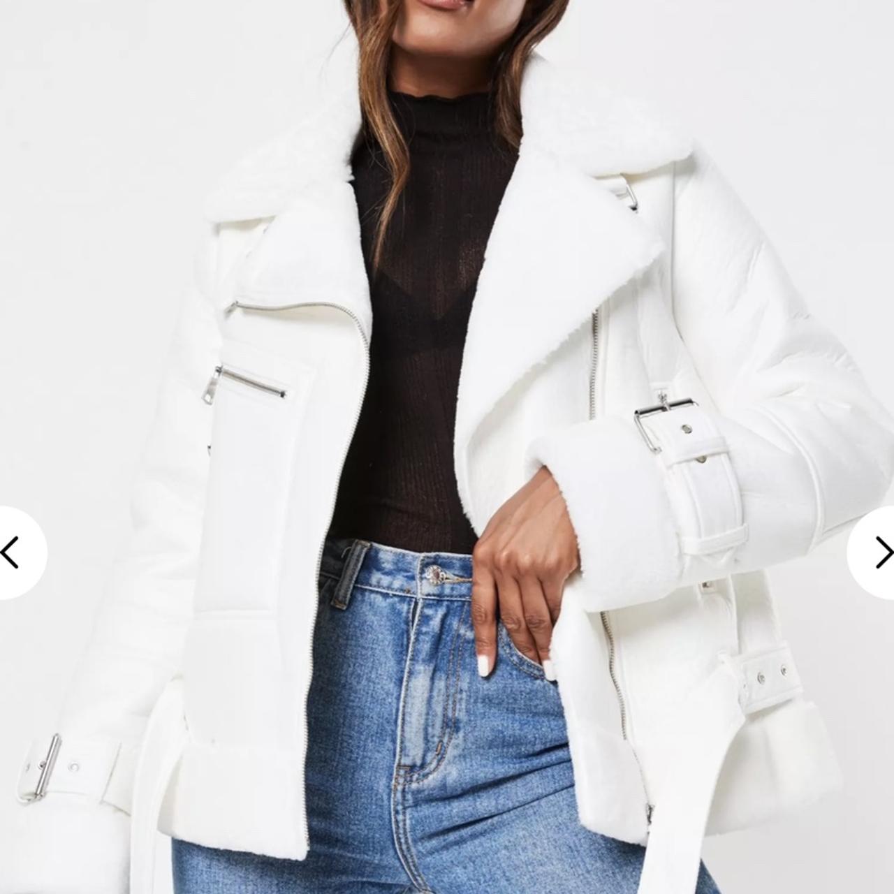 Missguided white coat hotsell