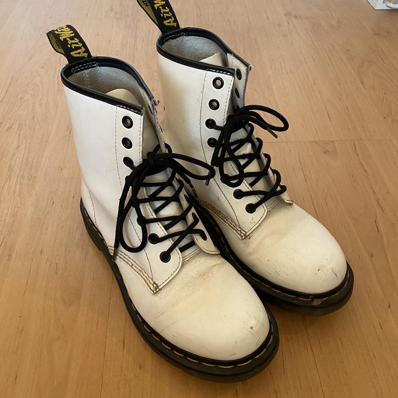 White 1460 Doc Martens, lightly worn but a