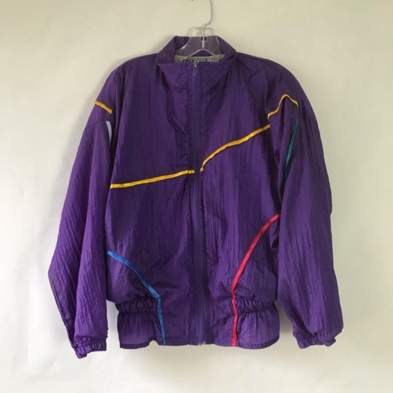 Vintage Crew Club purple swishy track jacket... - Depop