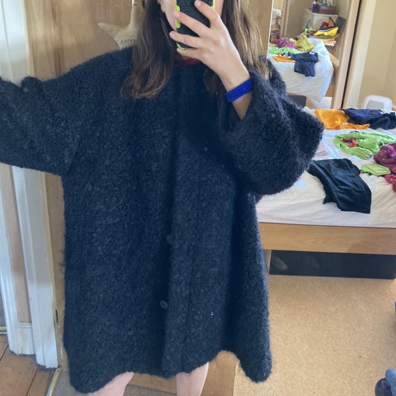 JAEGER BLACK WOOL AND MOHAIR COAT WORN A HAND FULL... Depop