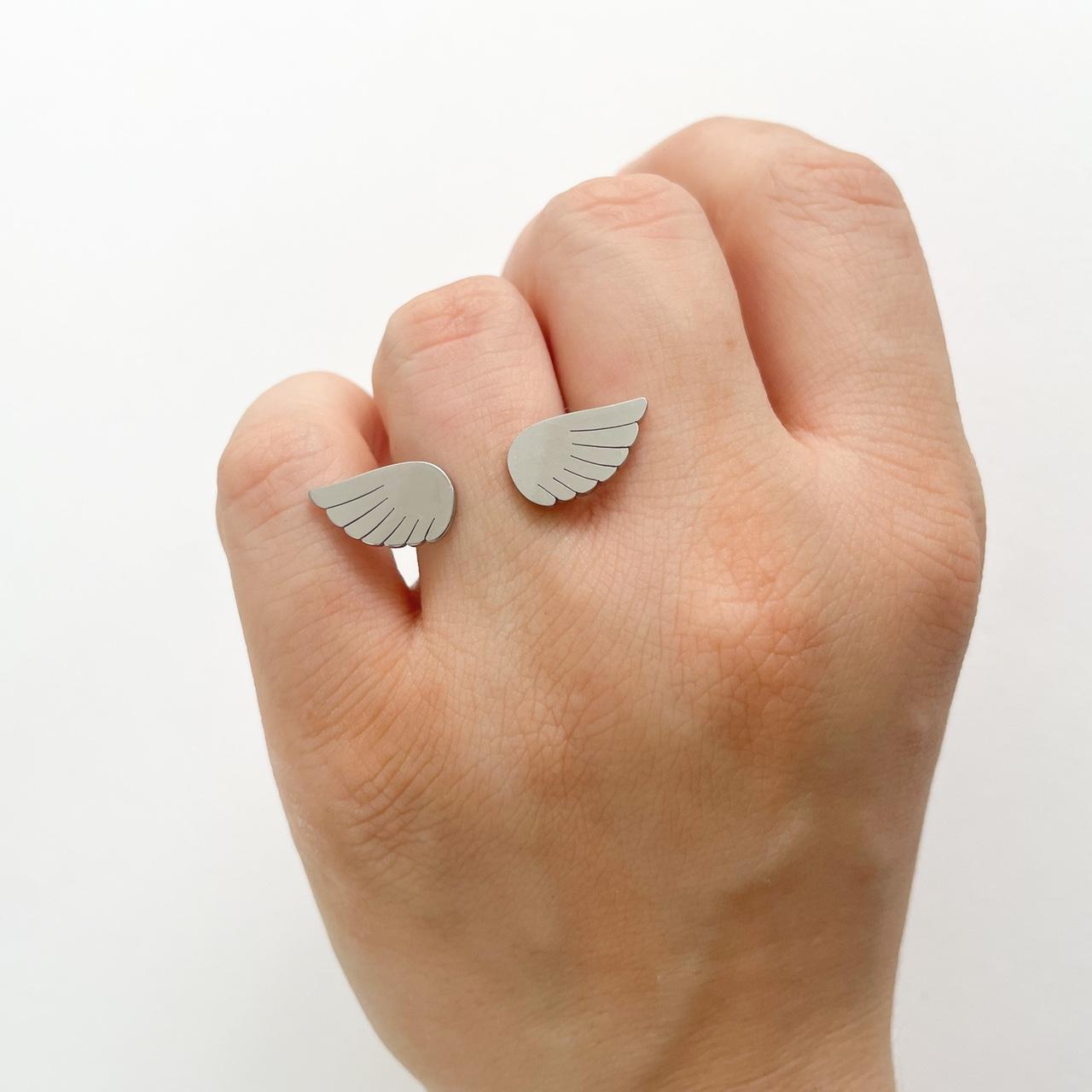 Silver Open Ring Wing Ring Angel’s wing Ring... Depop