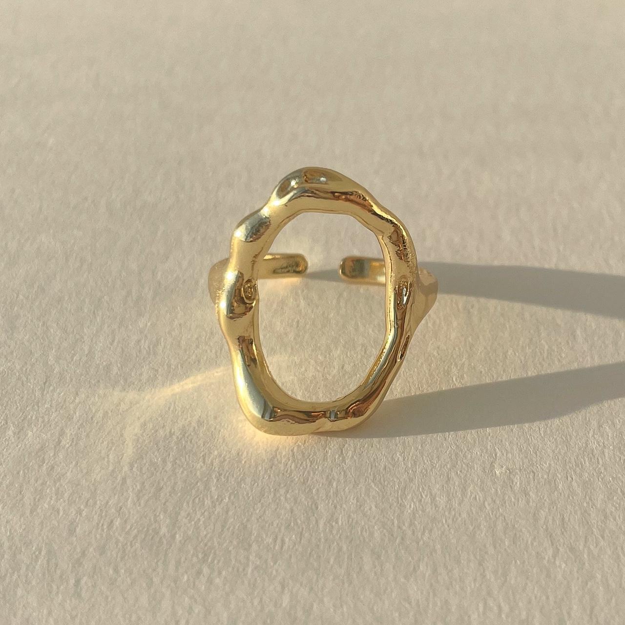 Gold Ring Minimalist Ring Oval Ring 24K gold plated... - Depop