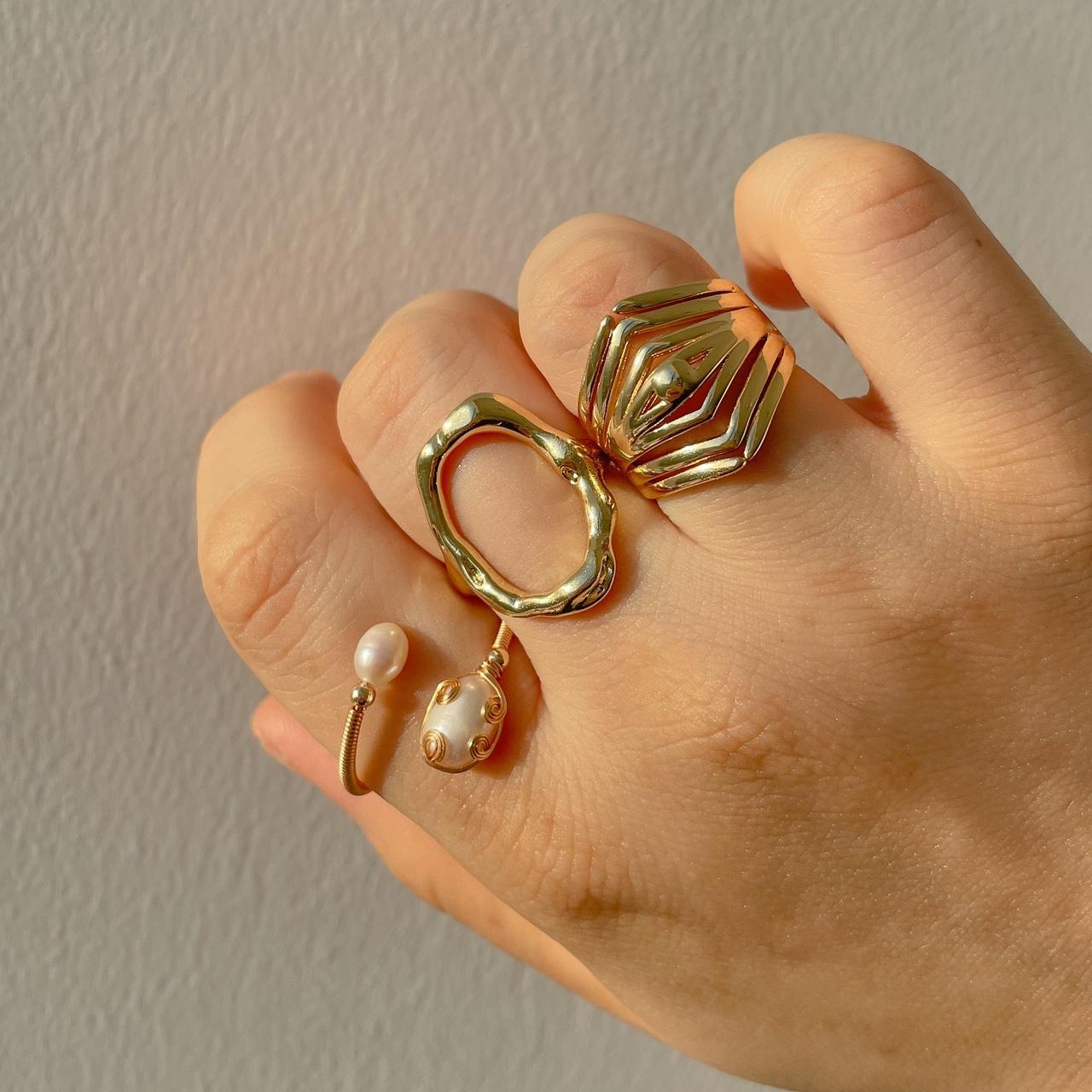 Gold Ring Minimalist Ring Oval Ring 24K gold plated... - Depop