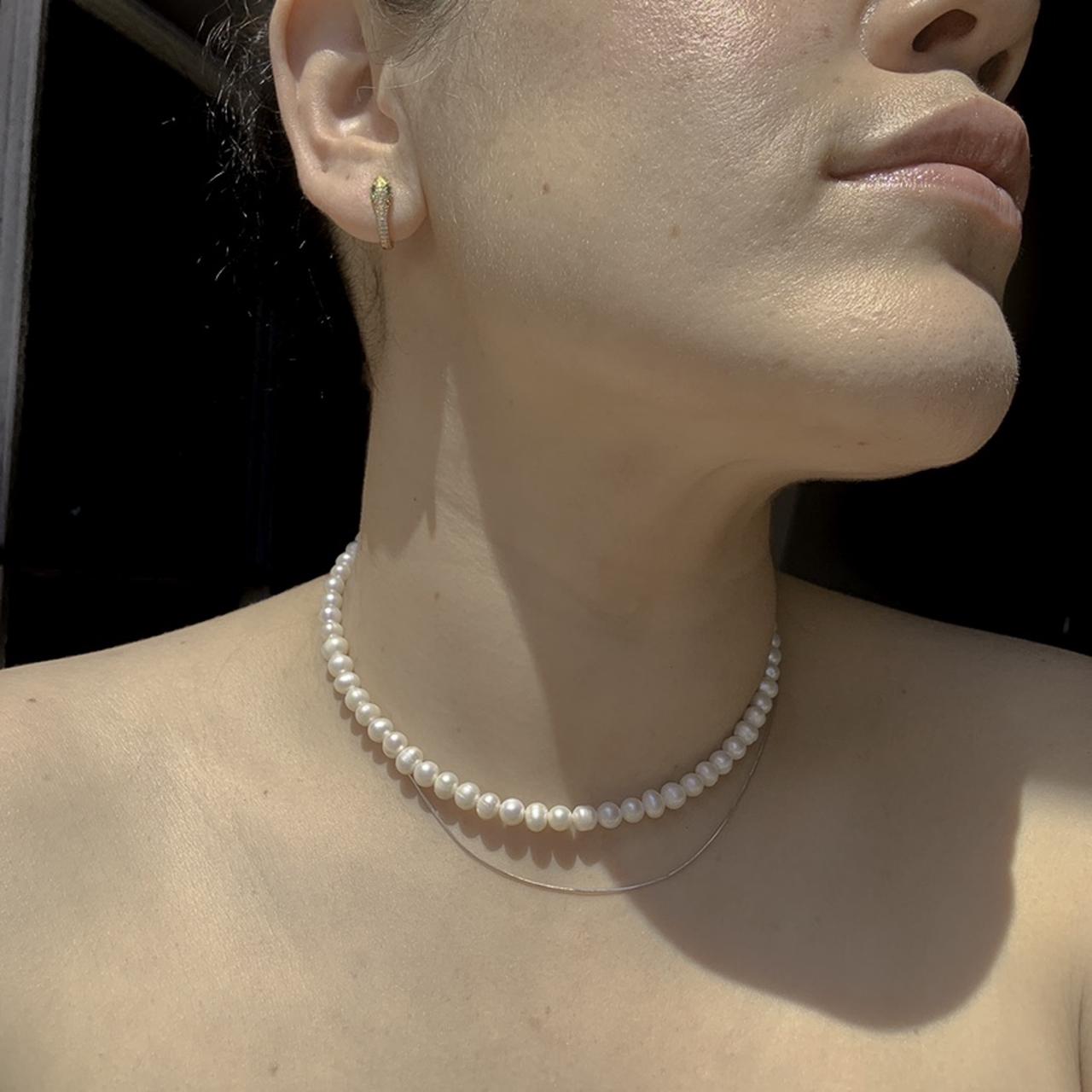 Pearl necklace pearl choker , 3-5mm fresh water