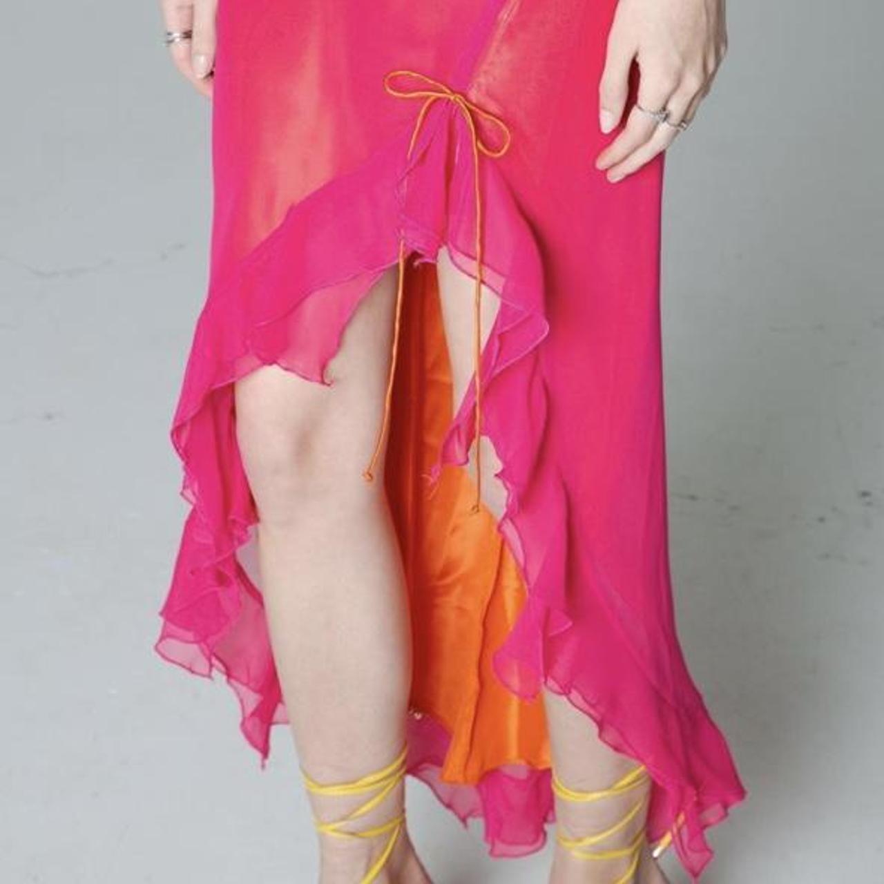 Women's Pink and Orange Dress Depop