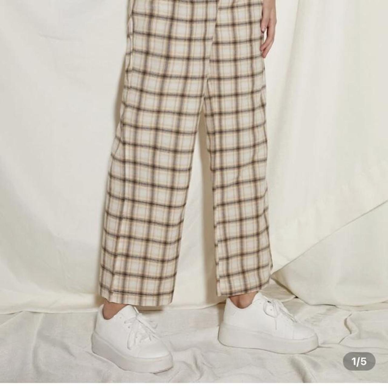 Shein wide leg checkered trousers worn once size... - Depop