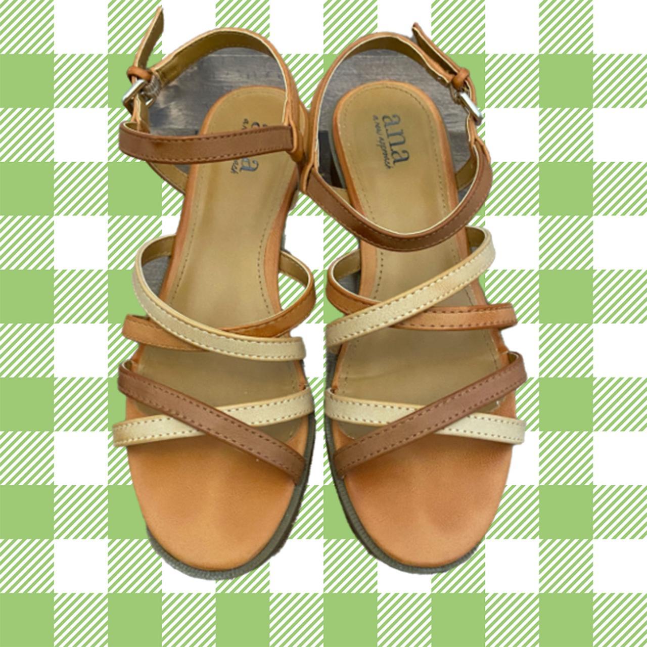 JCPenney Women's Brown and Cream Sandals Depop