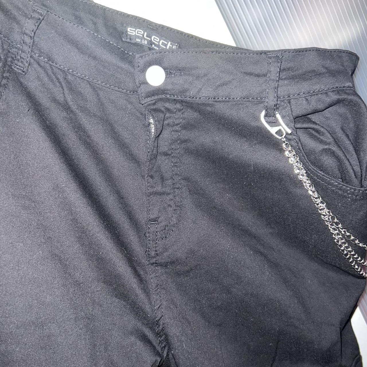 BLACK CARGOS WITH CHAIN ON POCKET! Women size 16,... - Depop