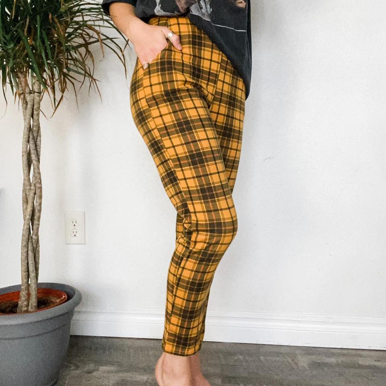 Yellow Plaid Pants // Size US 2, very stretchy //... Depop