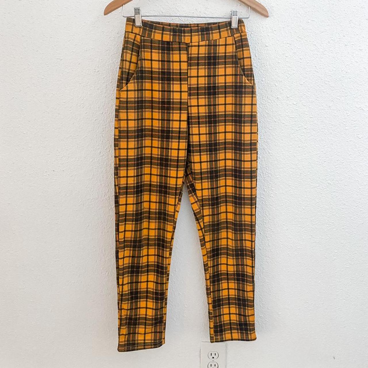 Yellow Plaid Pants // Size US 2, very stretchy //... - Depop