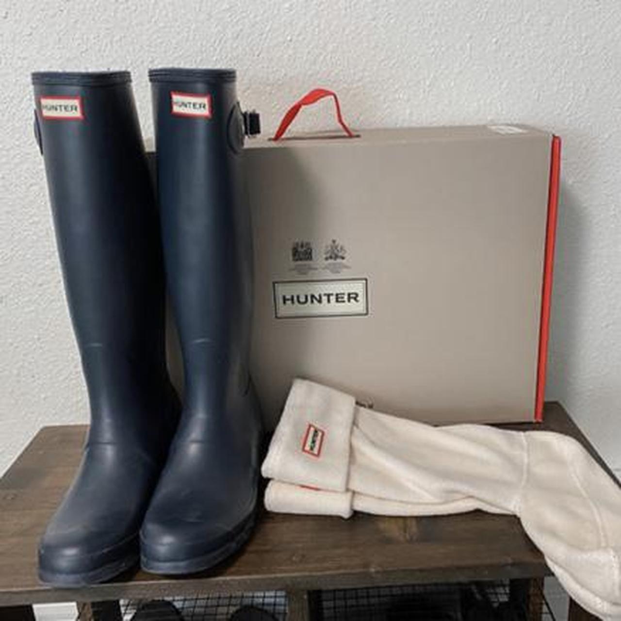 navy matte hunter boots