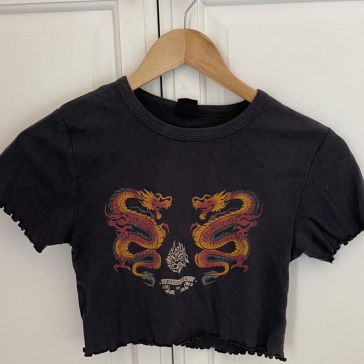 Urban outfitters dragon crop top hardly worn v soft... - Depop